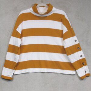 Madewell Cropped Rugby Shirt Rust Orange Stripe Size M Varsity Preppy Y2K